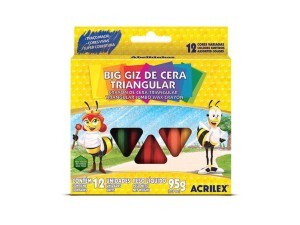 Giz de Cera 12 Cores Triangular - Acrilex