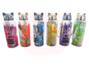 Kit Presenteável Monocromático Roxo C/ Estojo Garrafa Gato plástico