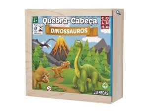 Quebra-Cabeça Madeira Dinossauros 30 Peças